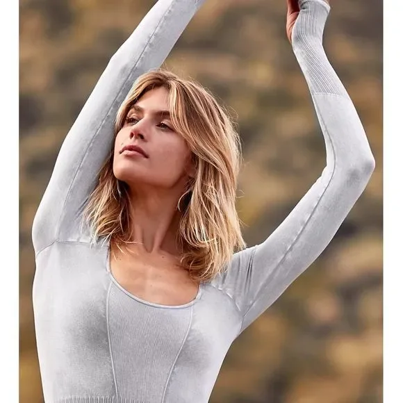 FREE PEOPLE | NWOT Good Karma Long-Sleeve Onesie in Ice Grey * - Picture 5 of 7